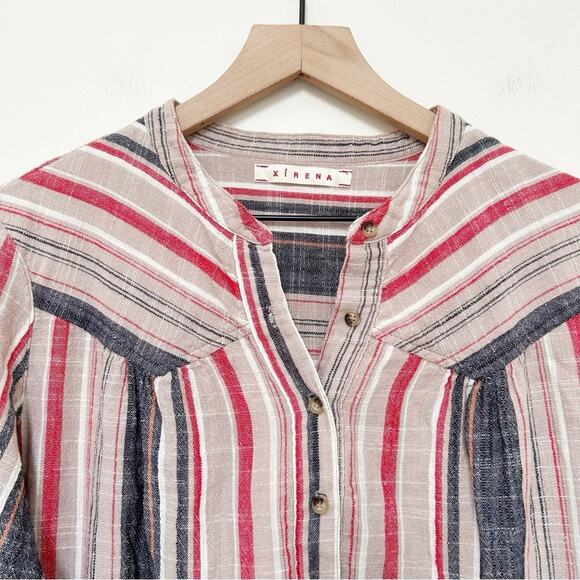 XiRENA Emersyn Striped Long Sleeve Tie Dress Multi Color Neutral Boho Size L - Picture 3 of 12